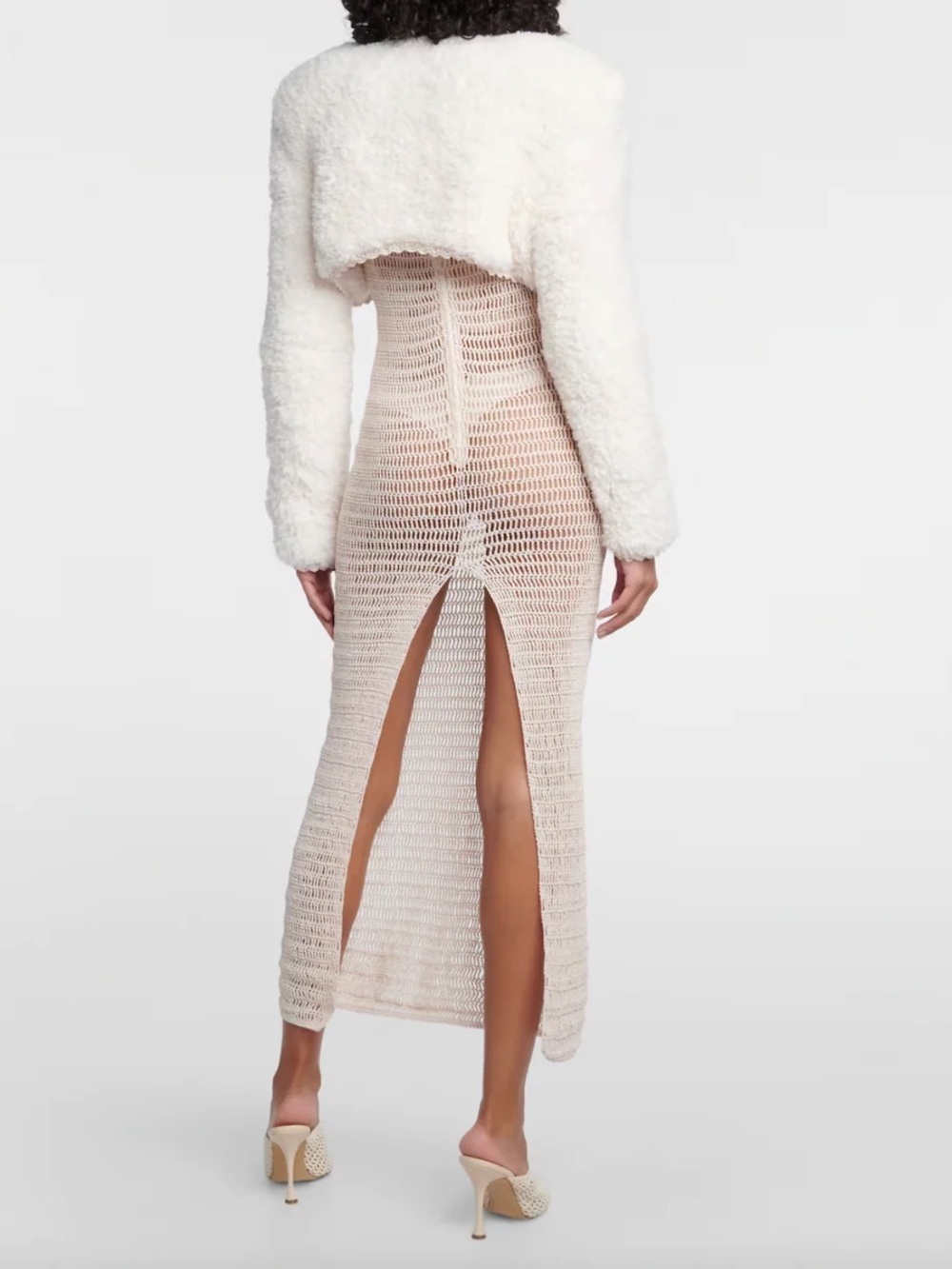 Magda Butrym Cropped Fleece Cardigan With crochet trim